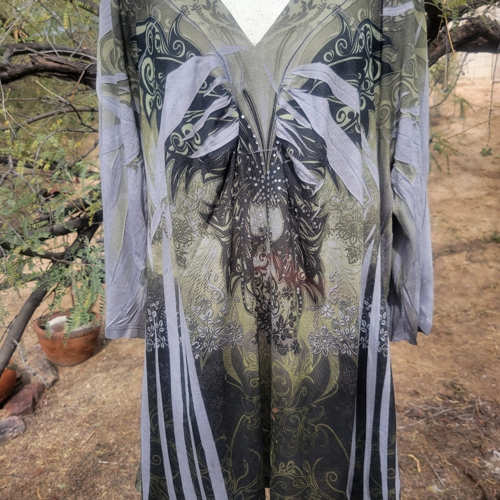 St Tropez Womans 3X Butterfly Casual Top - Picture 2 of 9